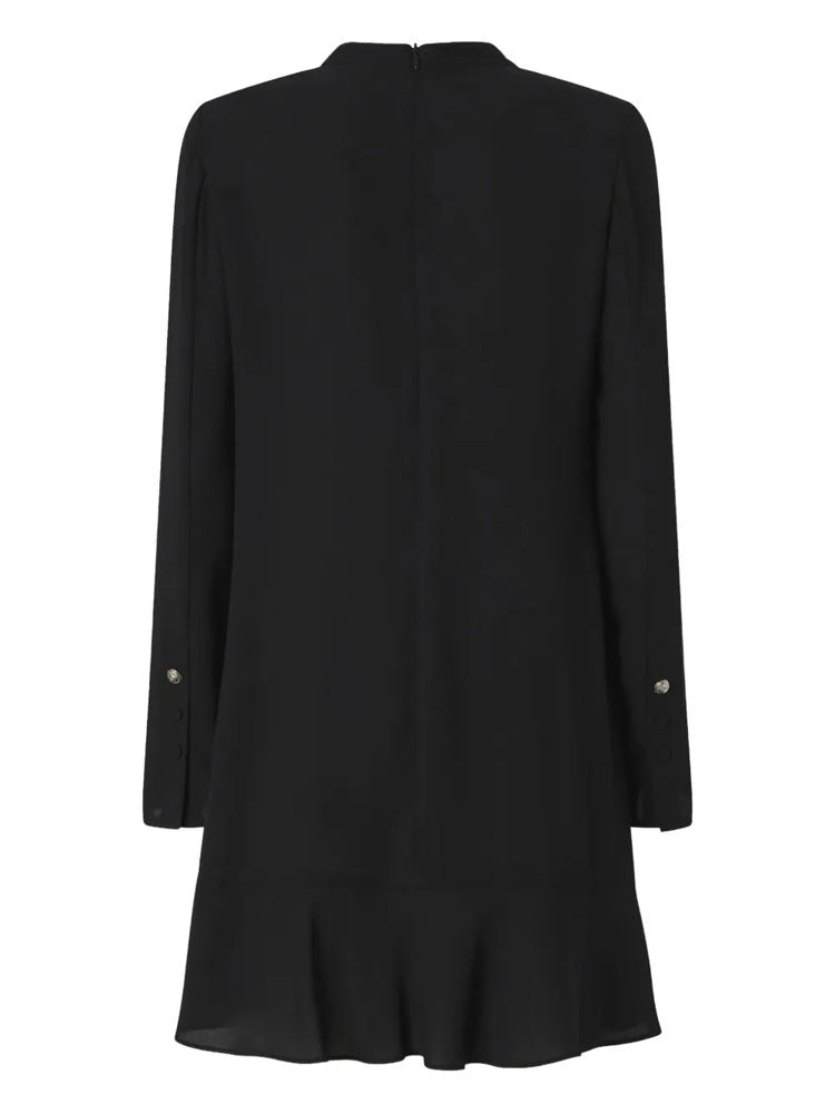 Pinko Sleek Black Midi Dress With Ruffle Hem Detail