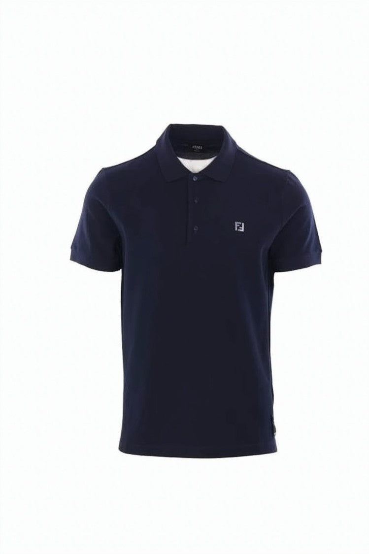 Fendi Textured Piqué Polo Shirt With Metallic Logo
