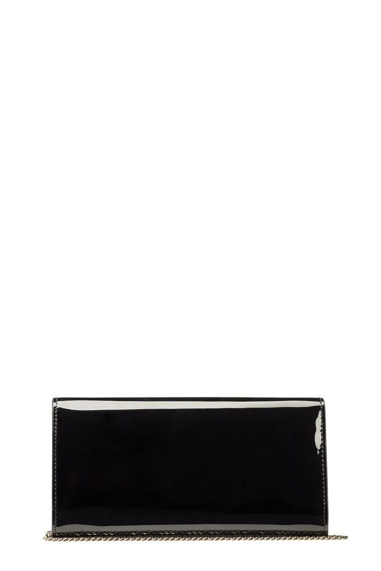 Jimmy Choo Black Emma Patent Rectangular Leather Clutch