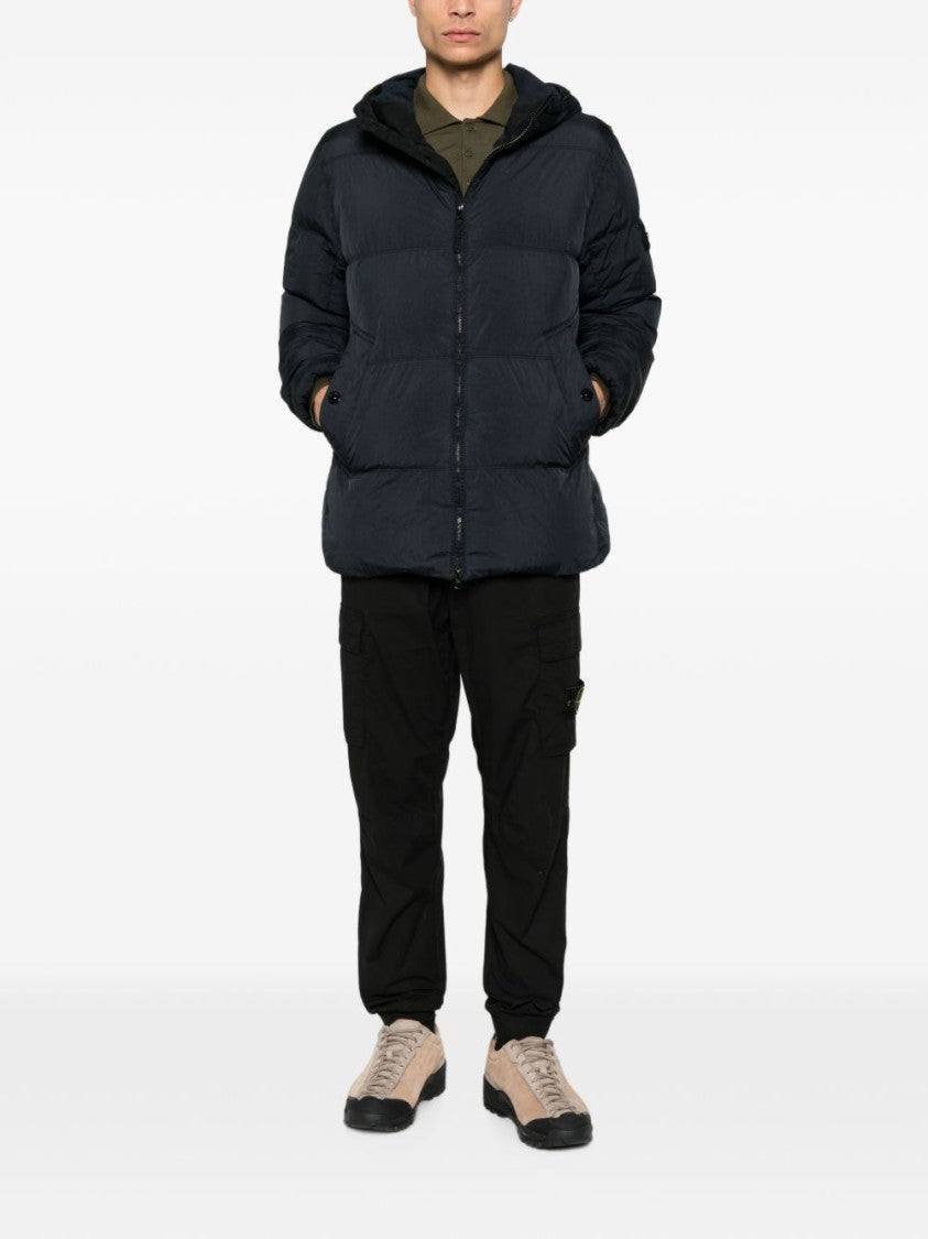 Stone Island Black Quilted Padded Hooded Patch Jacket