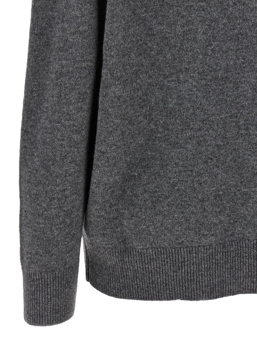 Jil Sander V-Neck Cashmere Blend Sweater With Dropped Shoulders And Ribbed Finish