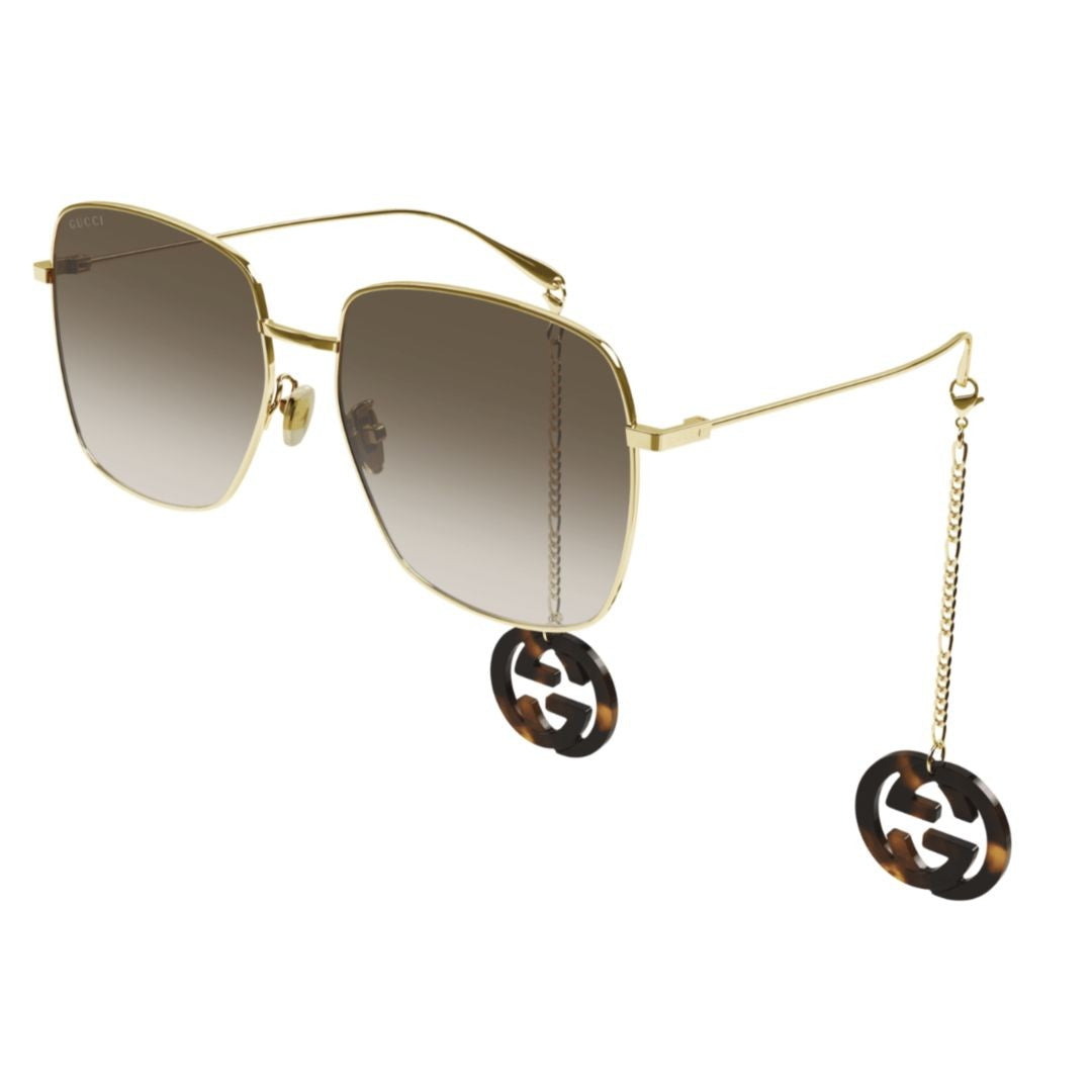 Gucci Gg1031s Gold Metal Frame Sunglasses With Square Gradient Lenses
