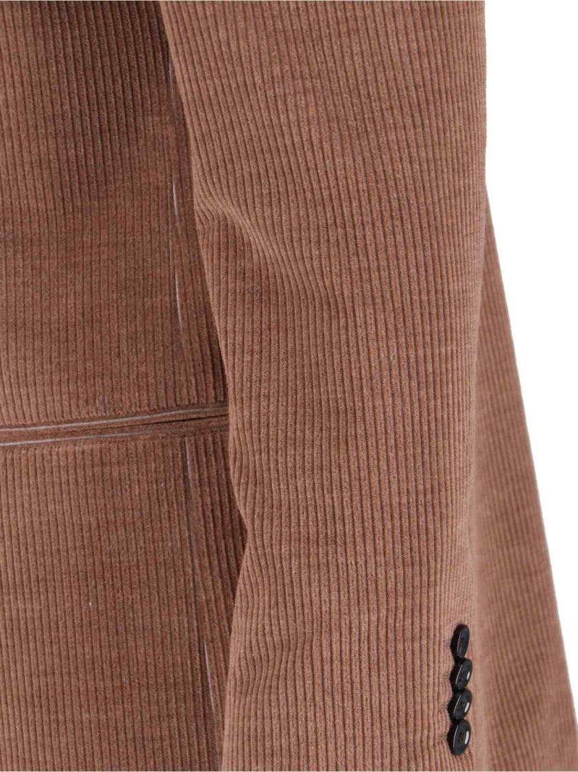 Lardini Double-Breasted Velvet Blazer With Sharp Lapel