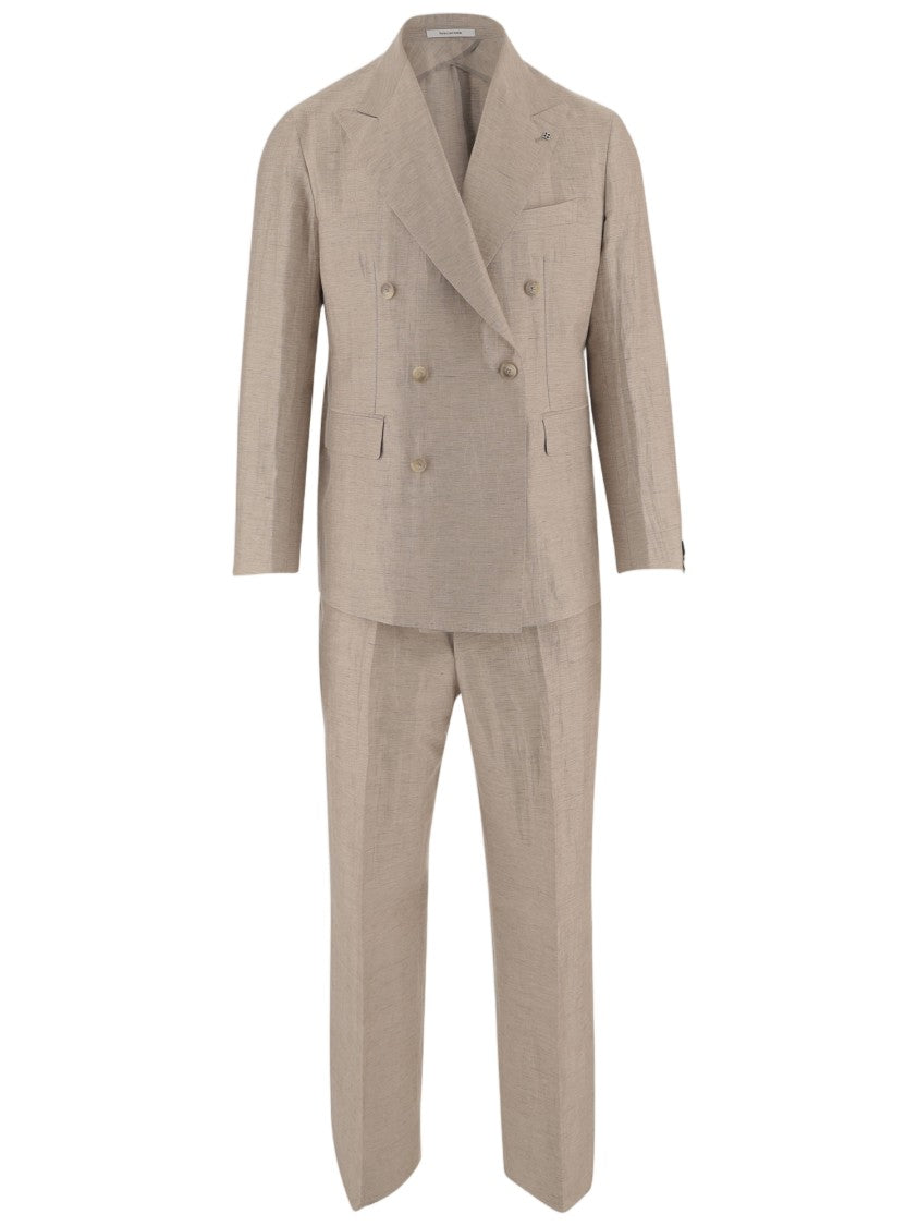 Tagliatore Double-Breasted Suit In Linen-Cotton Blend