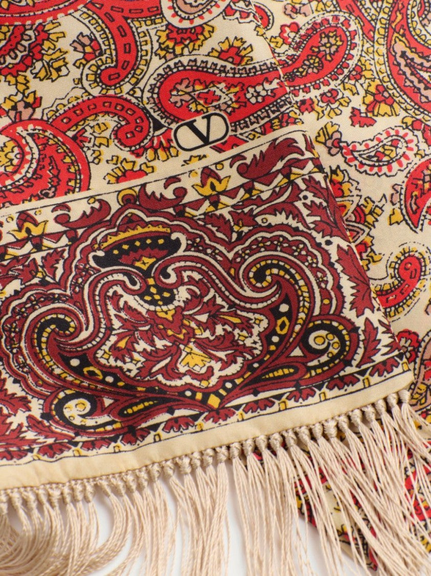 Valentino Multicolour Paisley Print Silk Scarf