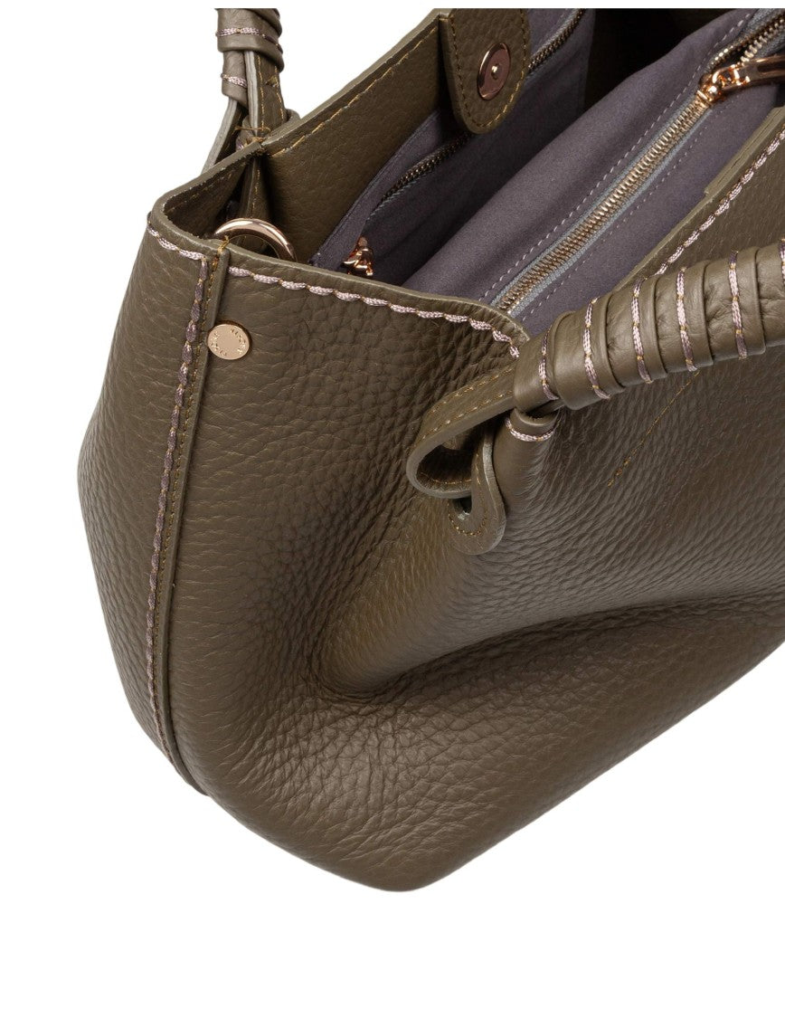 Visona Mia 24721 Leather Handbag, Moss Green