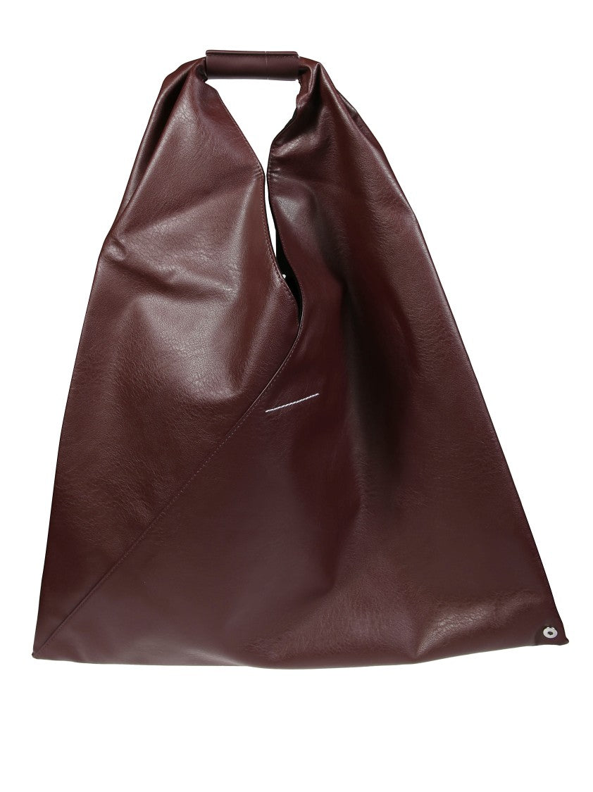 Mm6 By Maison Margiela Asymmetrical Burgundy Handbag With Structured Silhouette