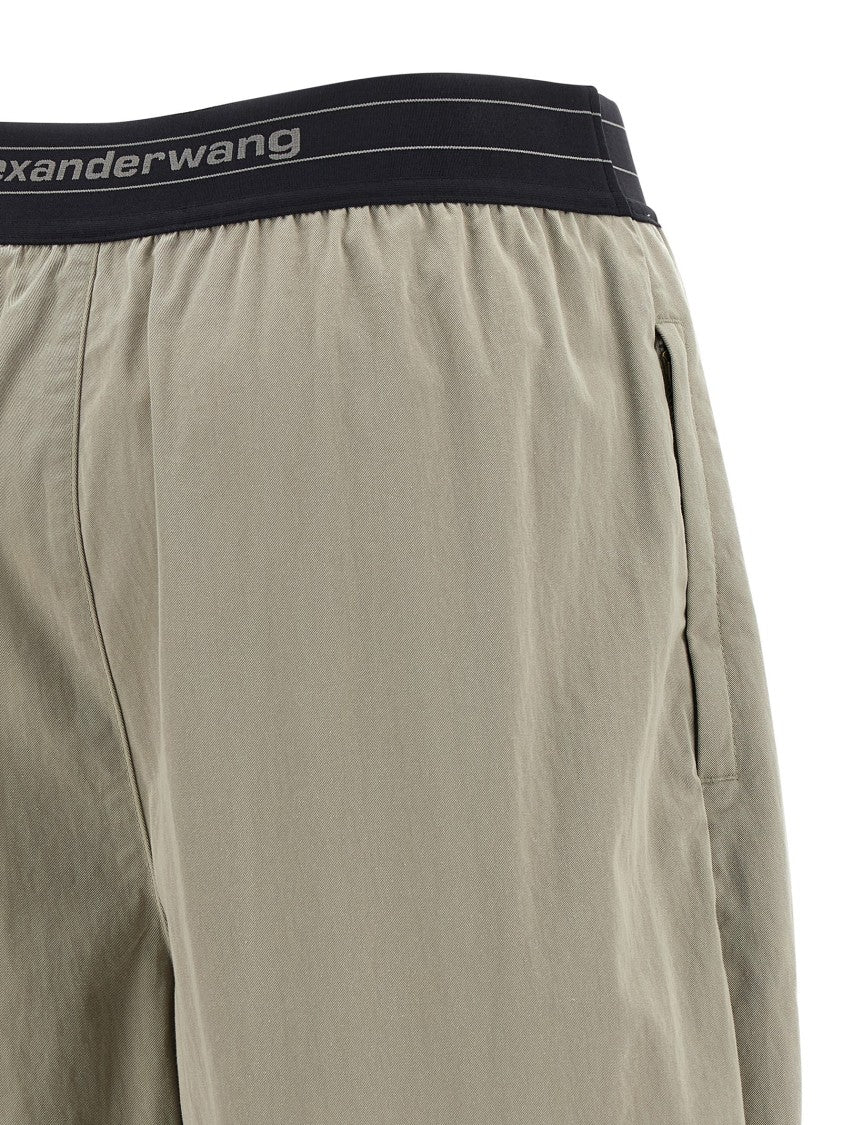 Alexander Wang Wide-Leg Cotton-Nylon Blend Pants With Jacquard Logo Waistband