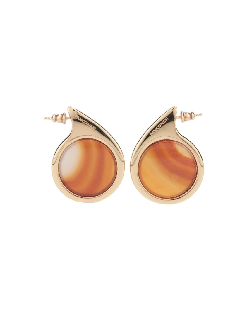 Panconesi Gold Dusk Red Agate Teardrop Earrings
