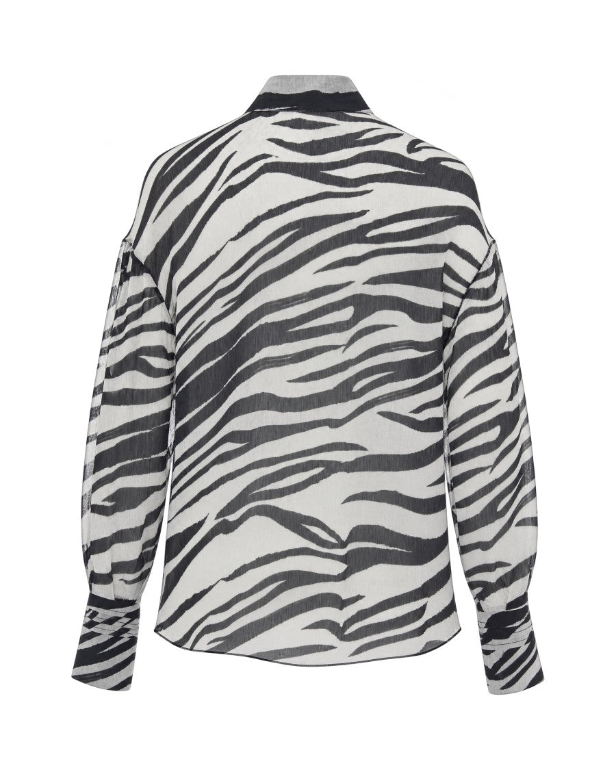 Patrizia Pepe Black White Zebra Sheer Printed Blouse