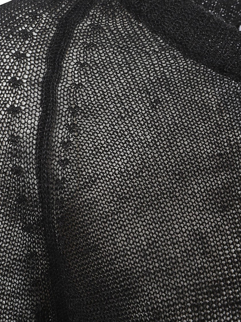 Be You Sheer Black Knit Top With Round Neckline