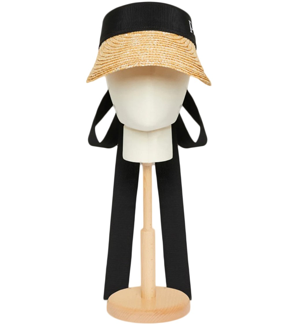 Patou Woven Straw Visor With Embroidered Band
