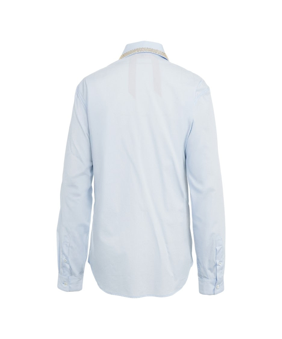 N°21 Blue Blouse With Rhinestone-Embellished Collar And Concealed Closure