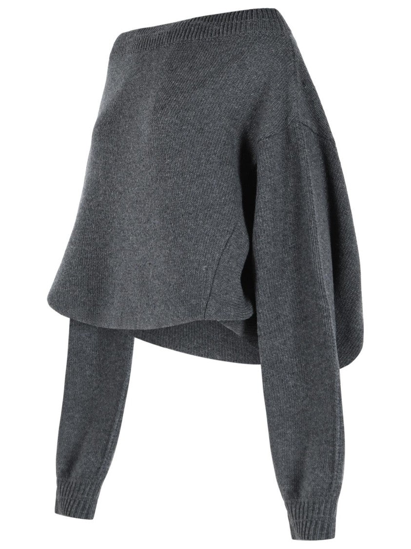 Mm6 By Maison Margiela Grey Wool Blend Knit Top