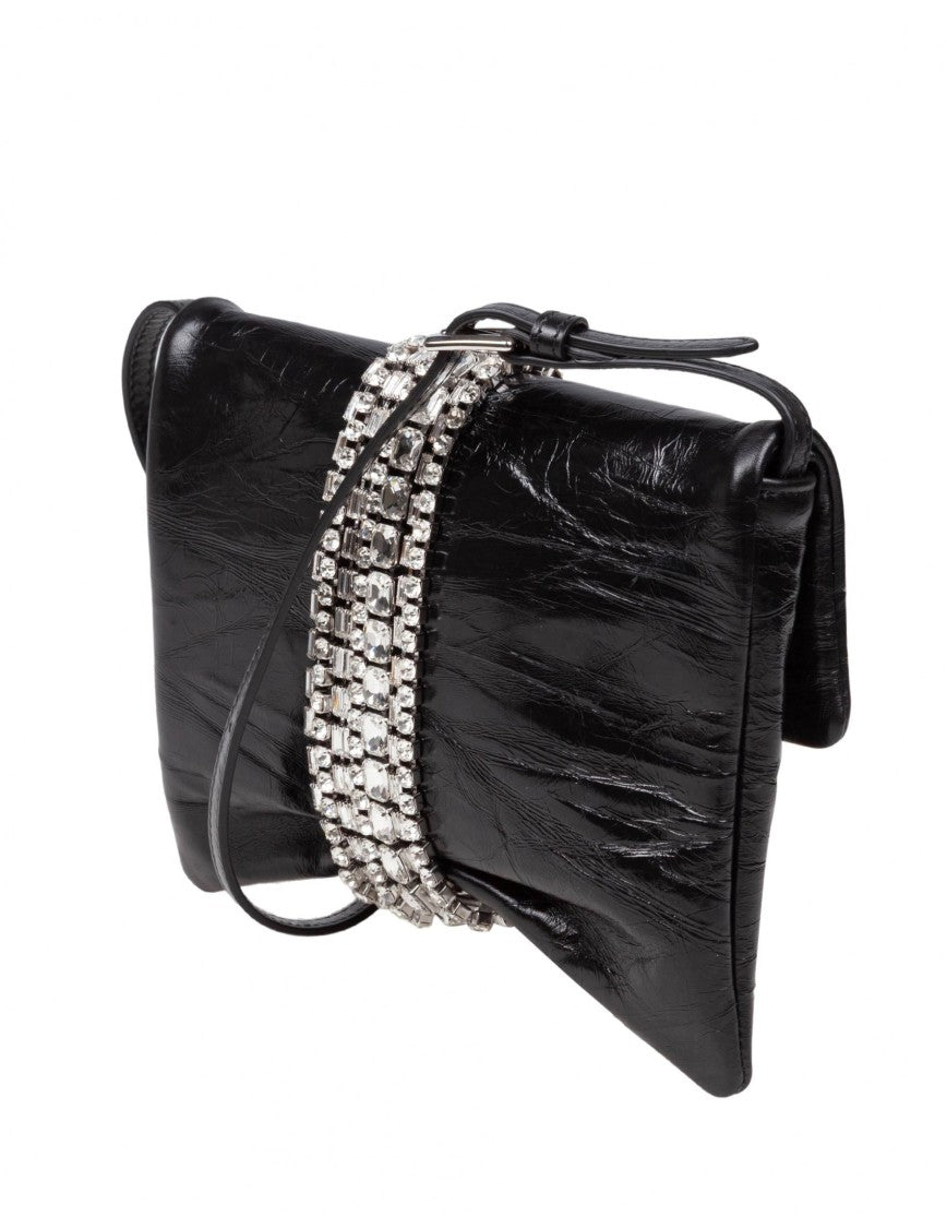 Jimmy Choo Zandra Clutch Bag In Black Metallic Leather
