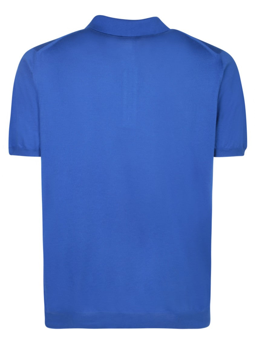 Kiton Blue Cotton Polo Shirt