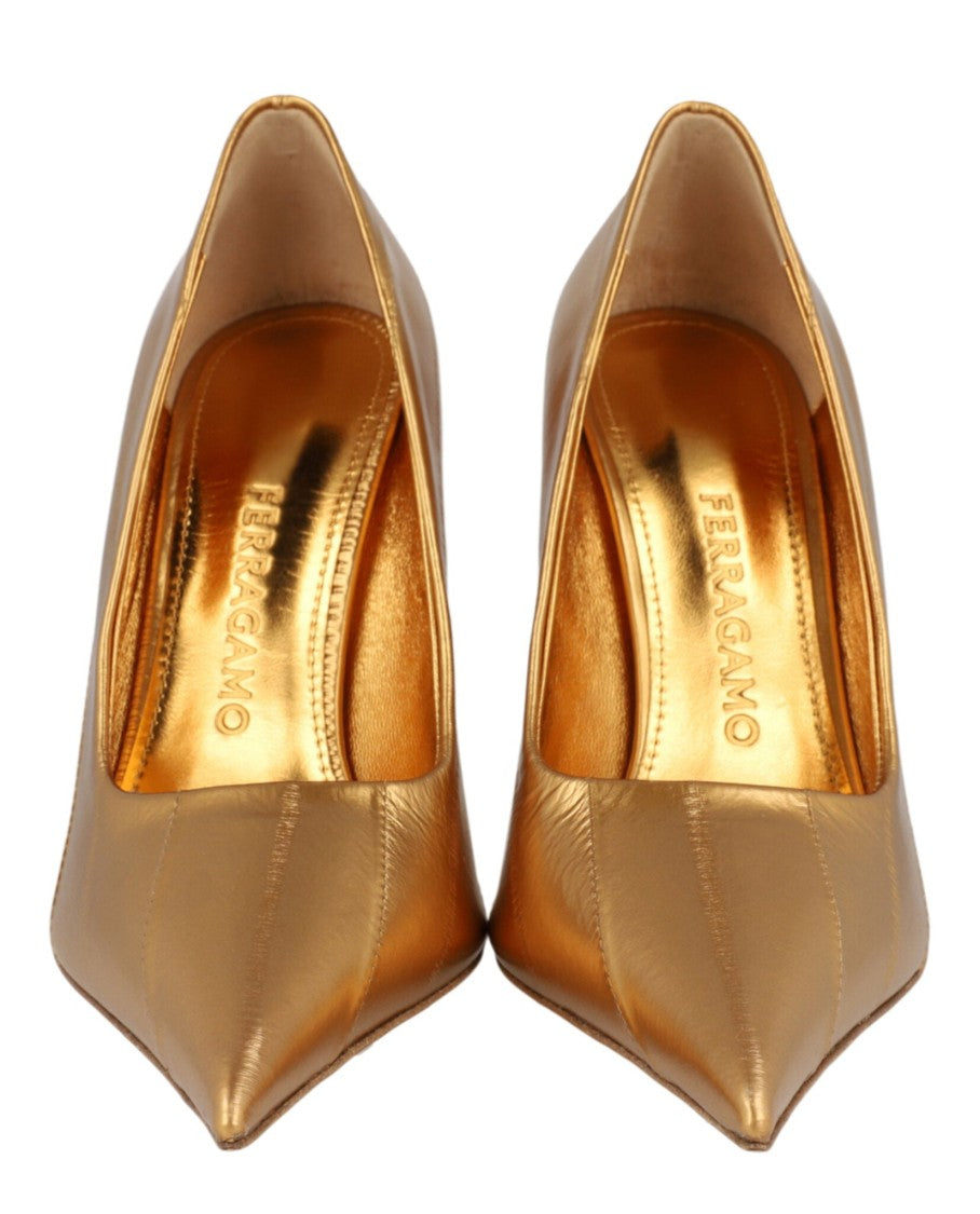 Ferragamo Eva X5 Metallic Leather Pumps