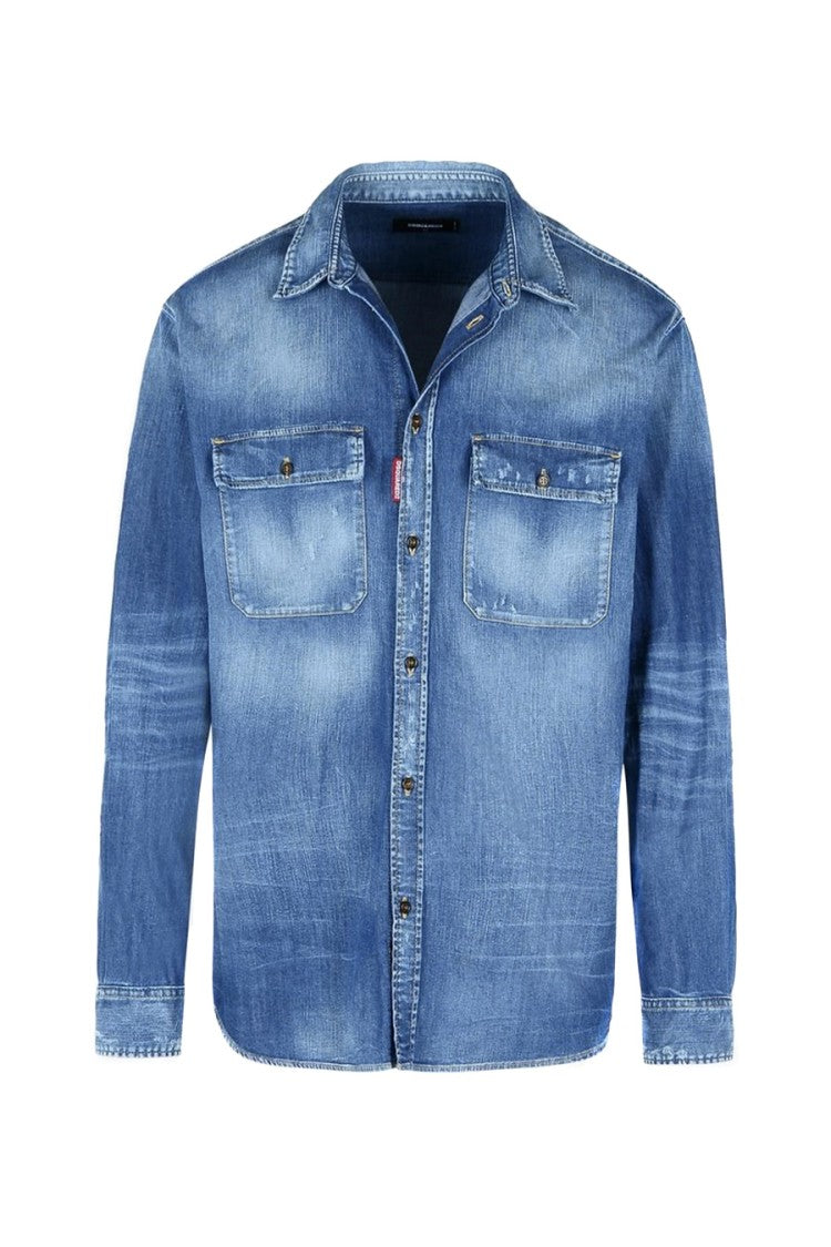 Dsquared2 Light Blue Relax Dan Worker Pocket Denim Shirt