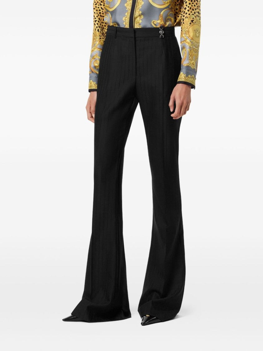 Versace Flared Black Trousers With High Waist