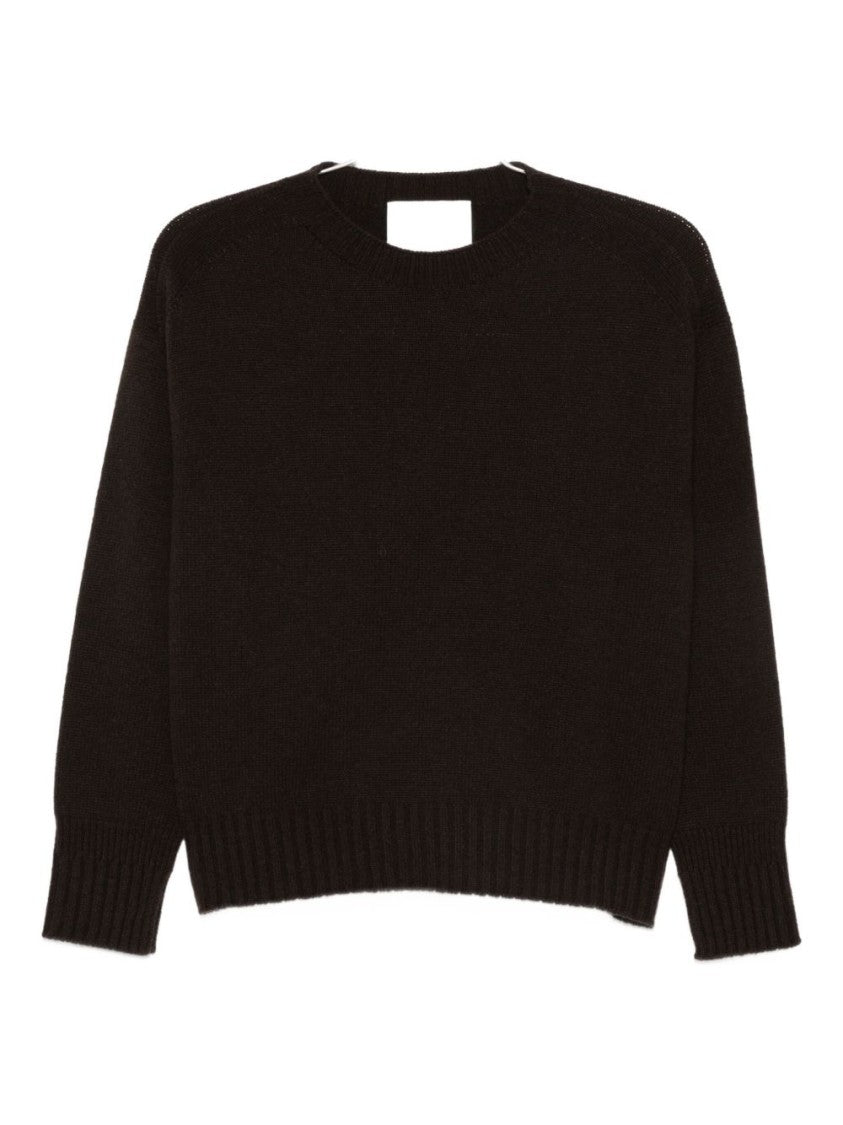Vanisé Brown Cropped Sweater With Ribbed Cuffs