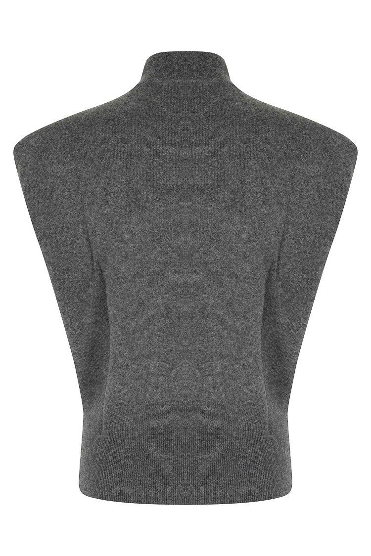 Semi Couture Gray Angelica Sweater With High Neckline And Structured Shoulders