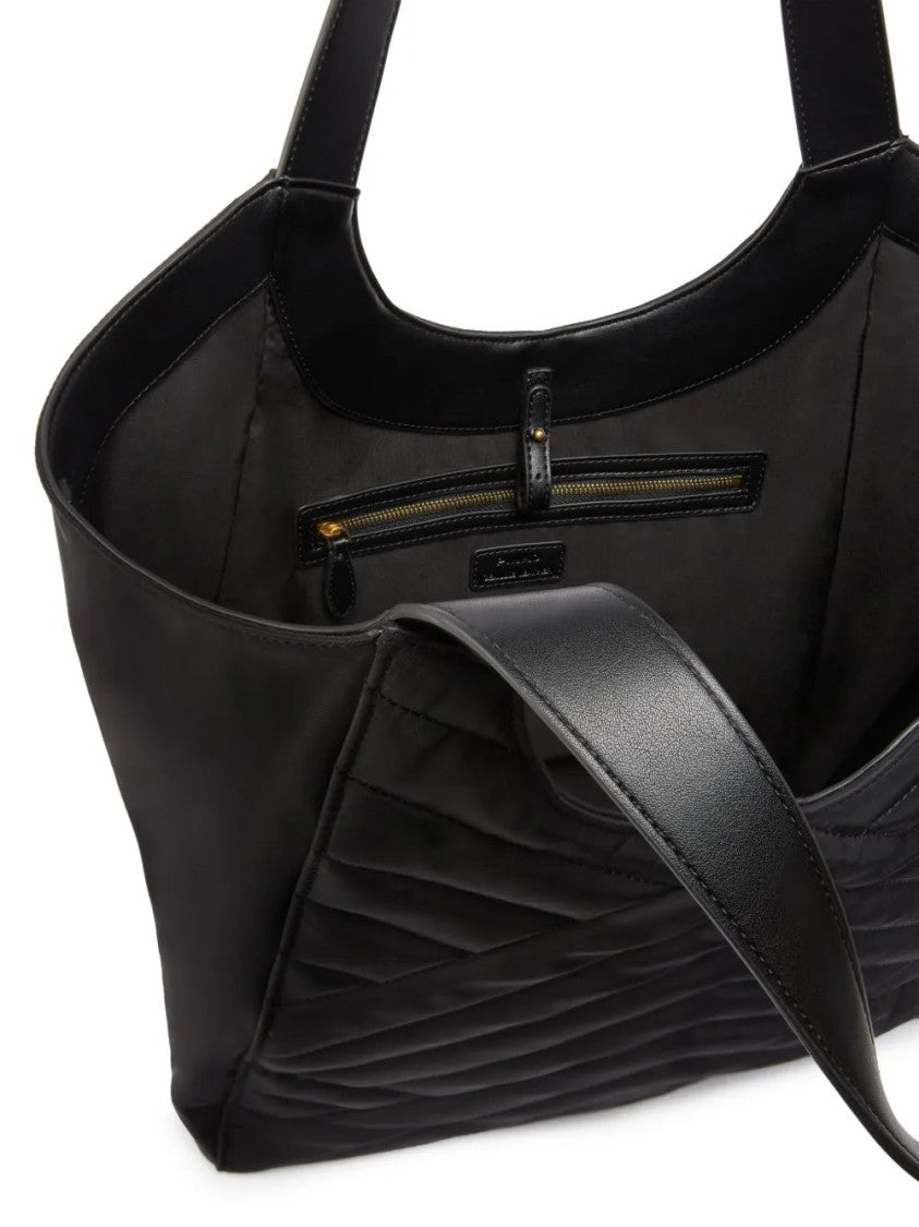 Pinko Quilted Black Nylon Tote Bag