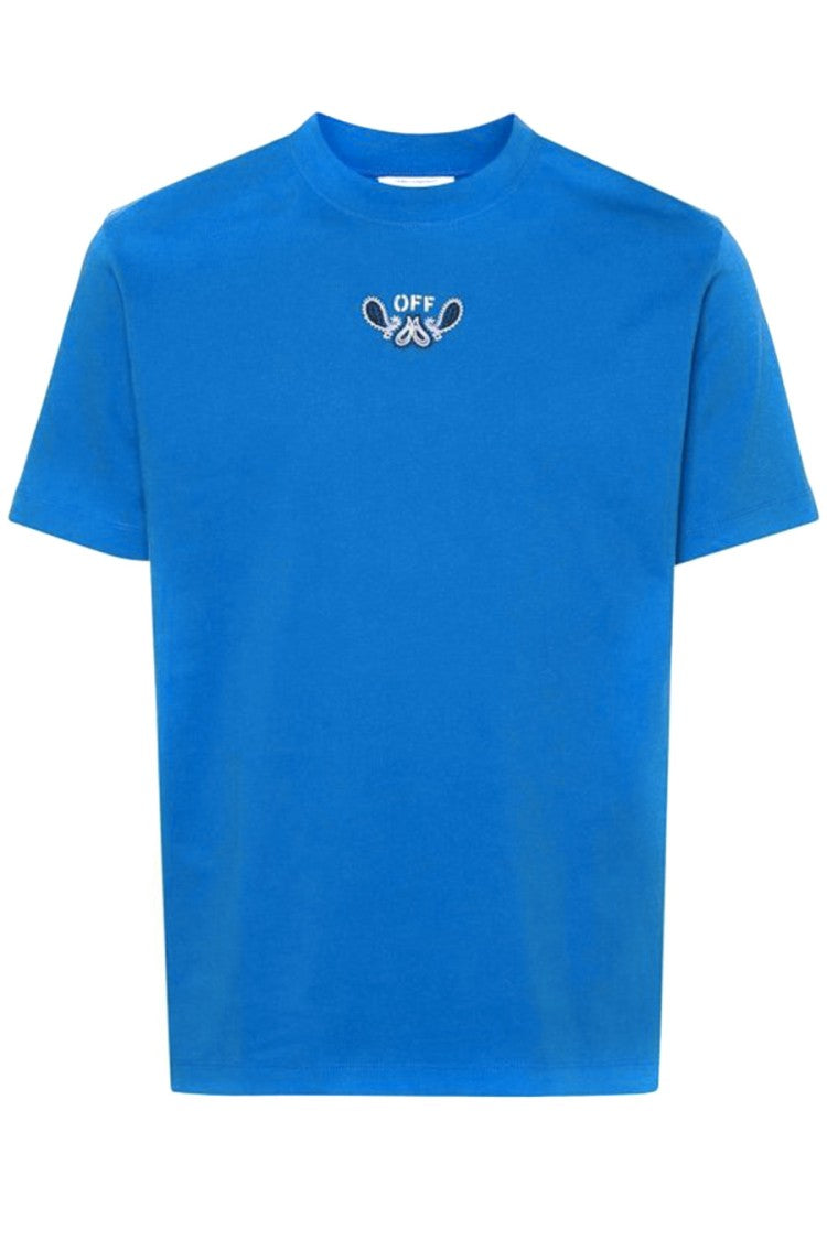 Off-White Light Blue Bandana Arrow Print Cotton T-Shirt