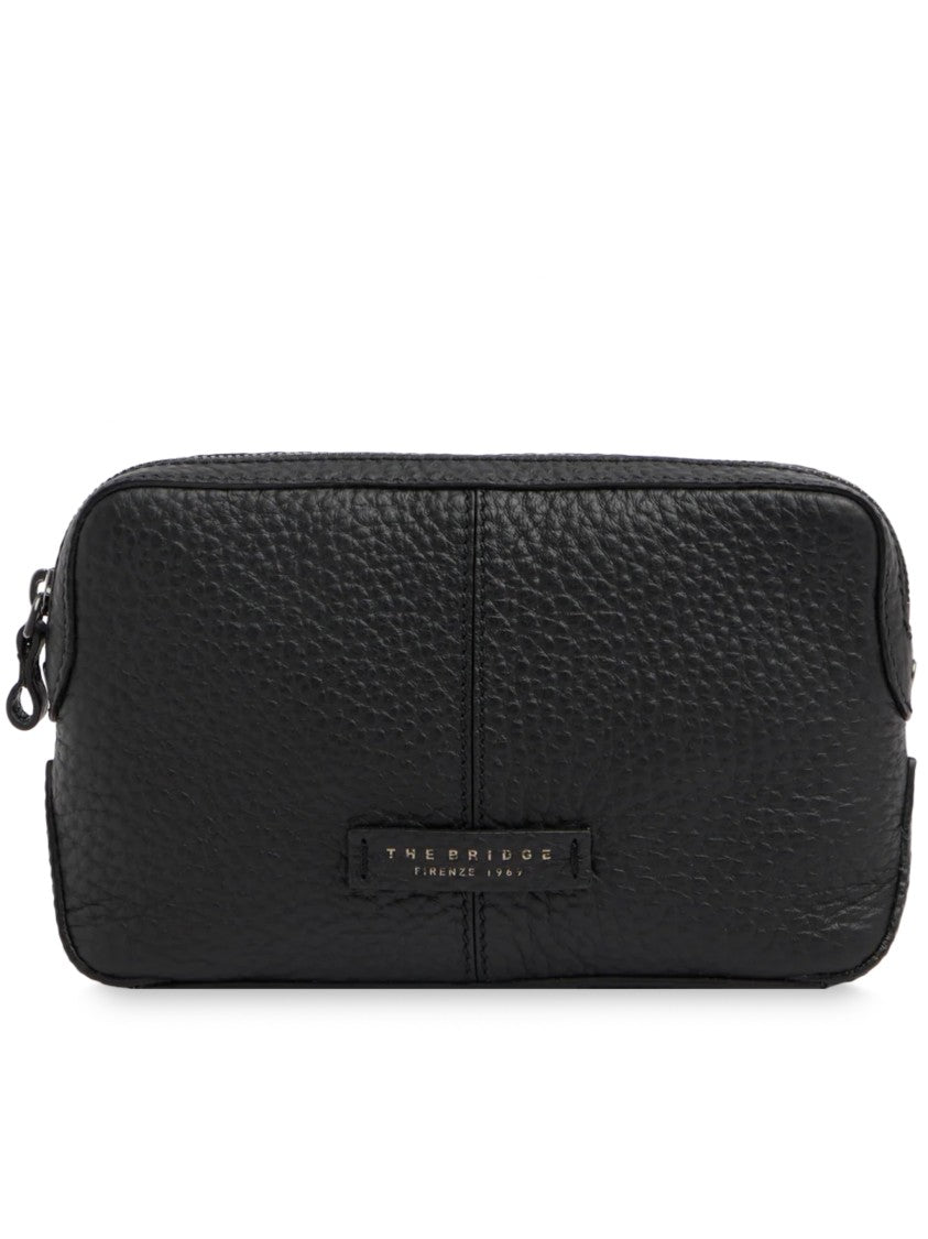 The Bridge Manfredi Rectangular Black Calf Leather Pouch