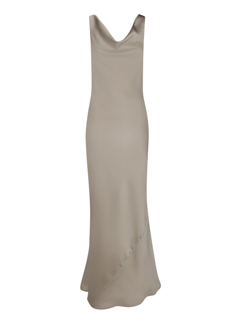 Blanca Vita Beige Maxi Dress With Scoop Neckline