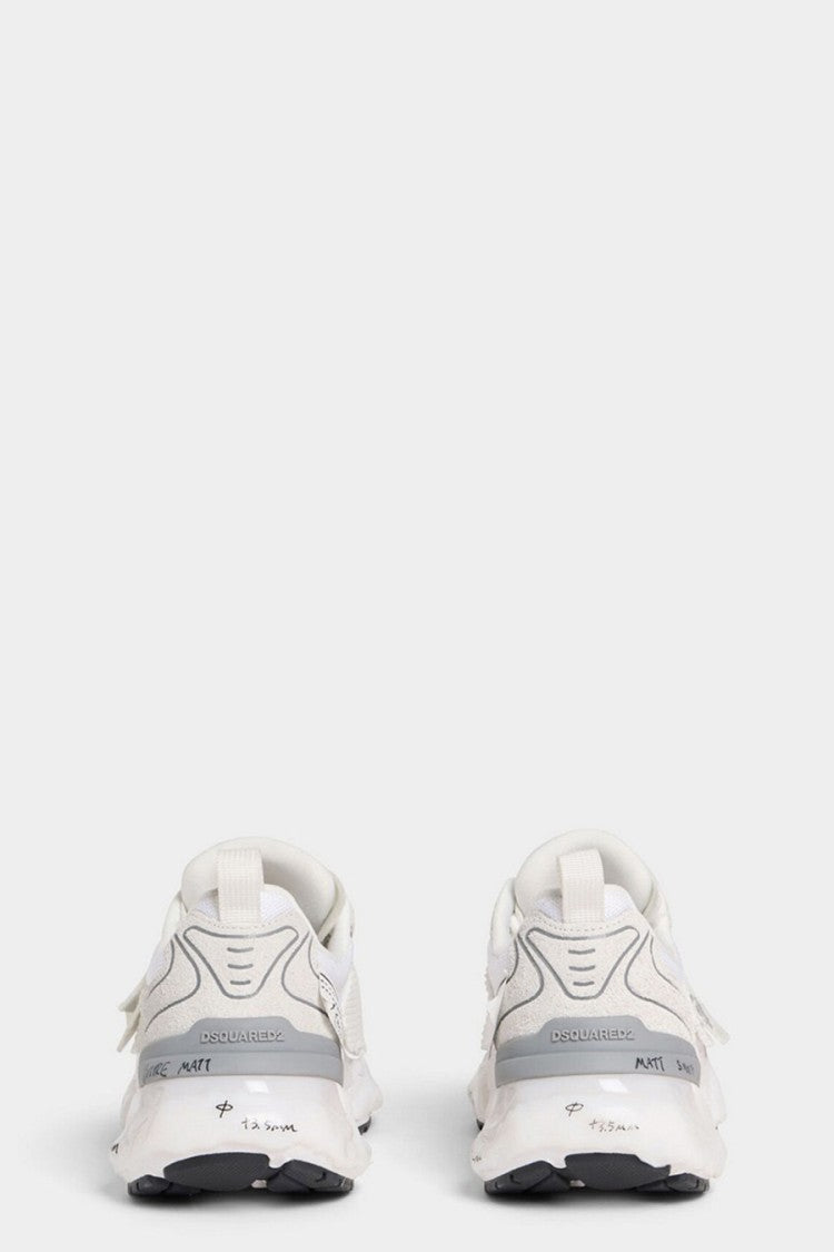 Dsquared2 White Polyester-Spandex Blend Graphic Chunky Sneaker