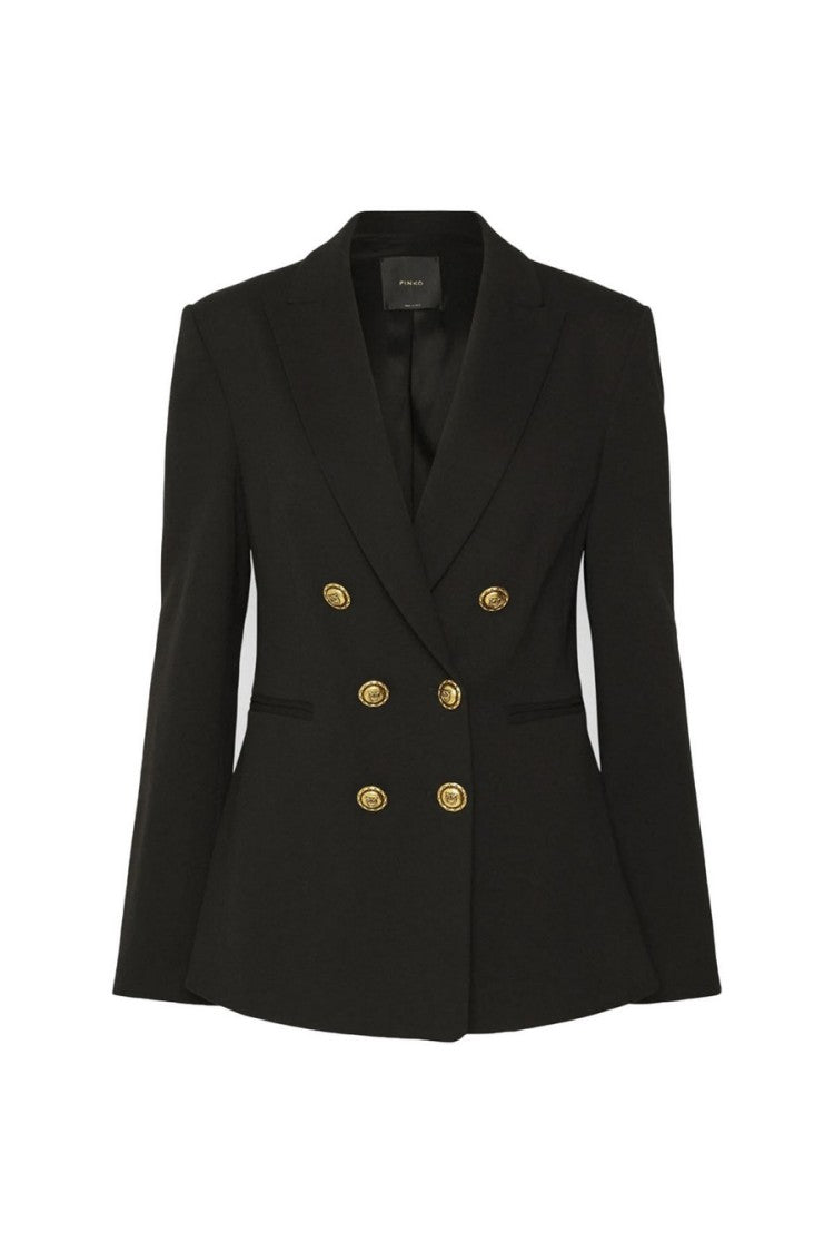 Pinko Tailored Black Blazer Double-Breasted Gold-Tone Accents