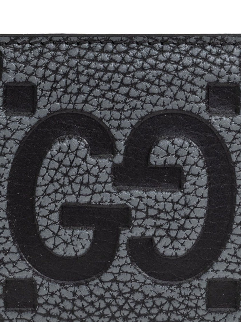 Gucci Textured Leather Card Wallet With Embossed Double-G Logo