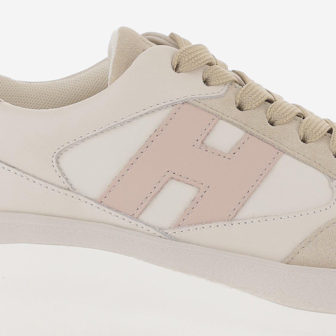 Hogan Chunky Nappa Leather And Suede Sneakers With Contrast Details