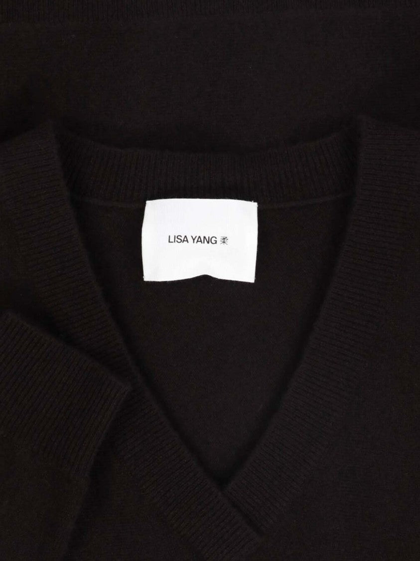 Lisa Yang Deep V-Neck Relaxed Ribbed Knit Sweater