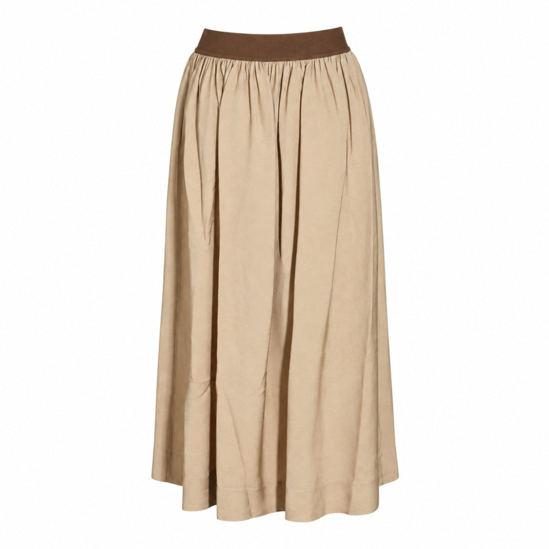 Uma Wang Flowing Gathered Brown Midi Skirt