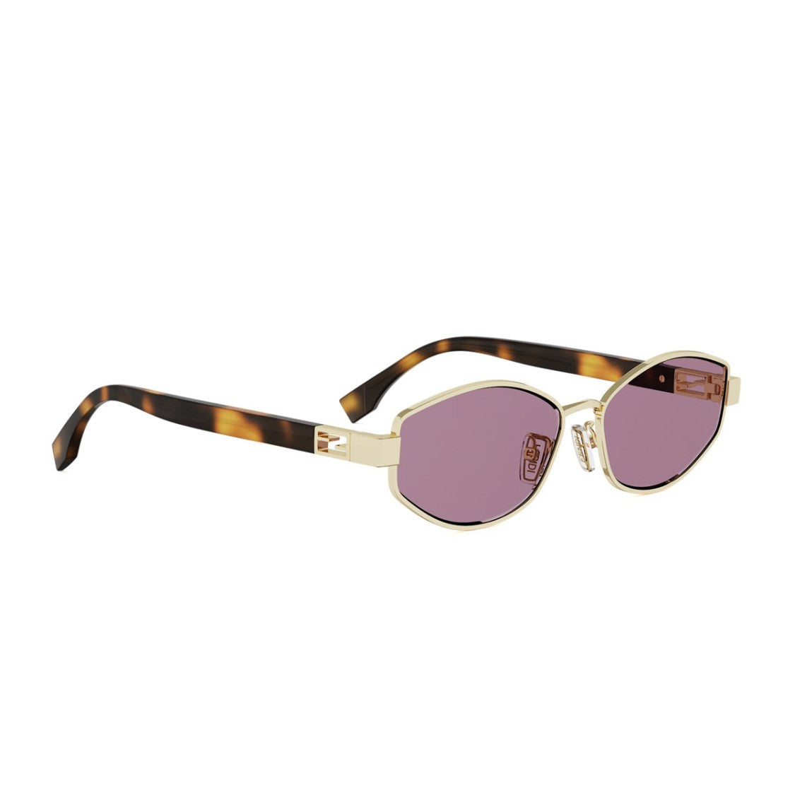 Fendi Gold Tube Fe40216u Geometric Frame Metal Sunglasses