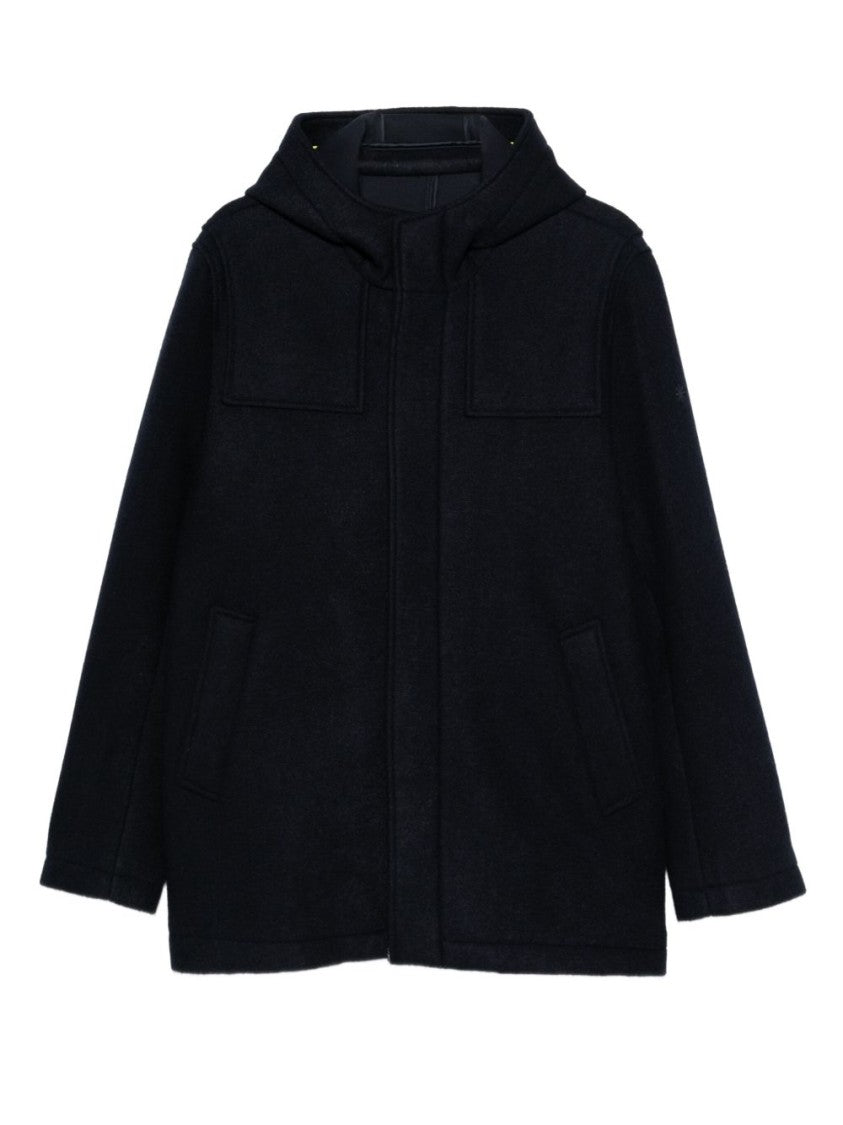 Manuel Ritz Short-Length Wool Coat With Hood And Functional Pockets