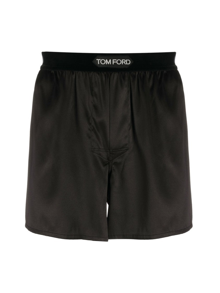 Tom Ford Black Silk-Blend Shorts With Design