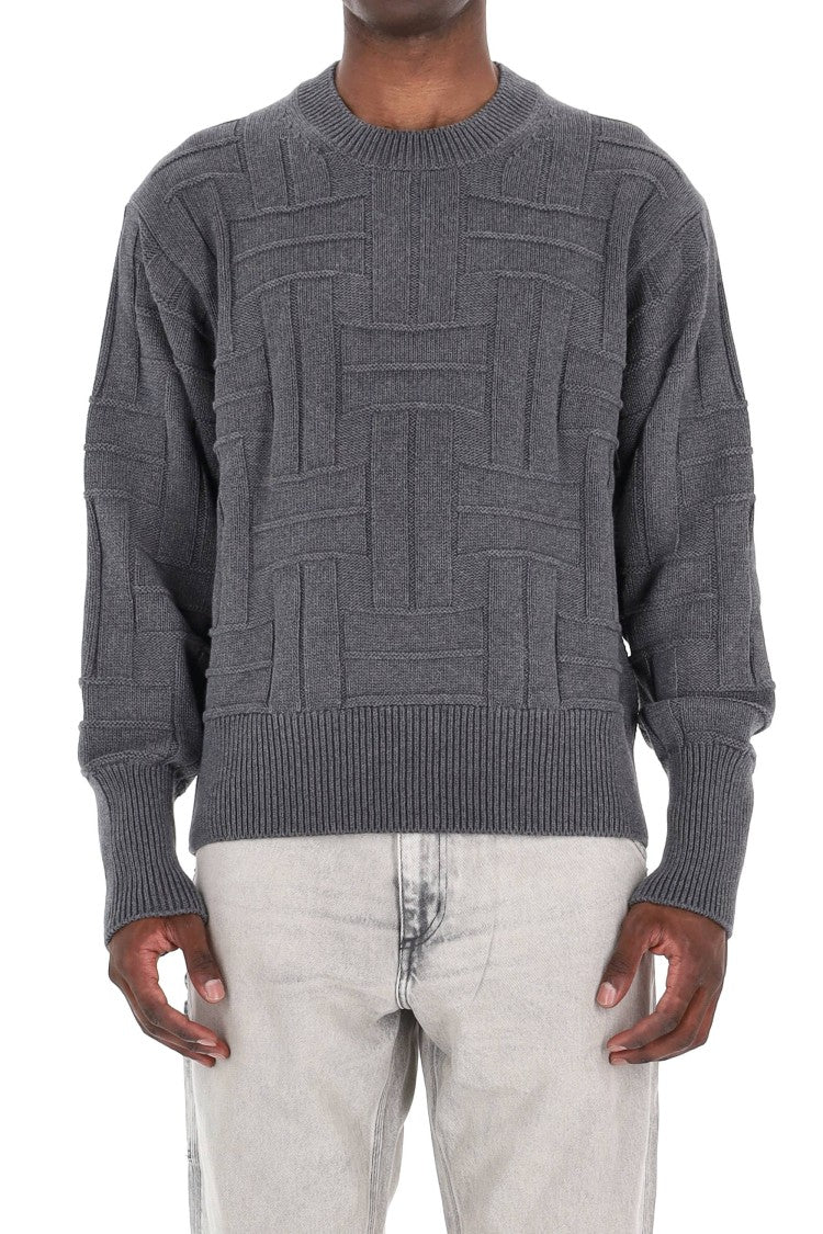 Kenzo Cropped Fit Weave Wool Crewneck Sweater