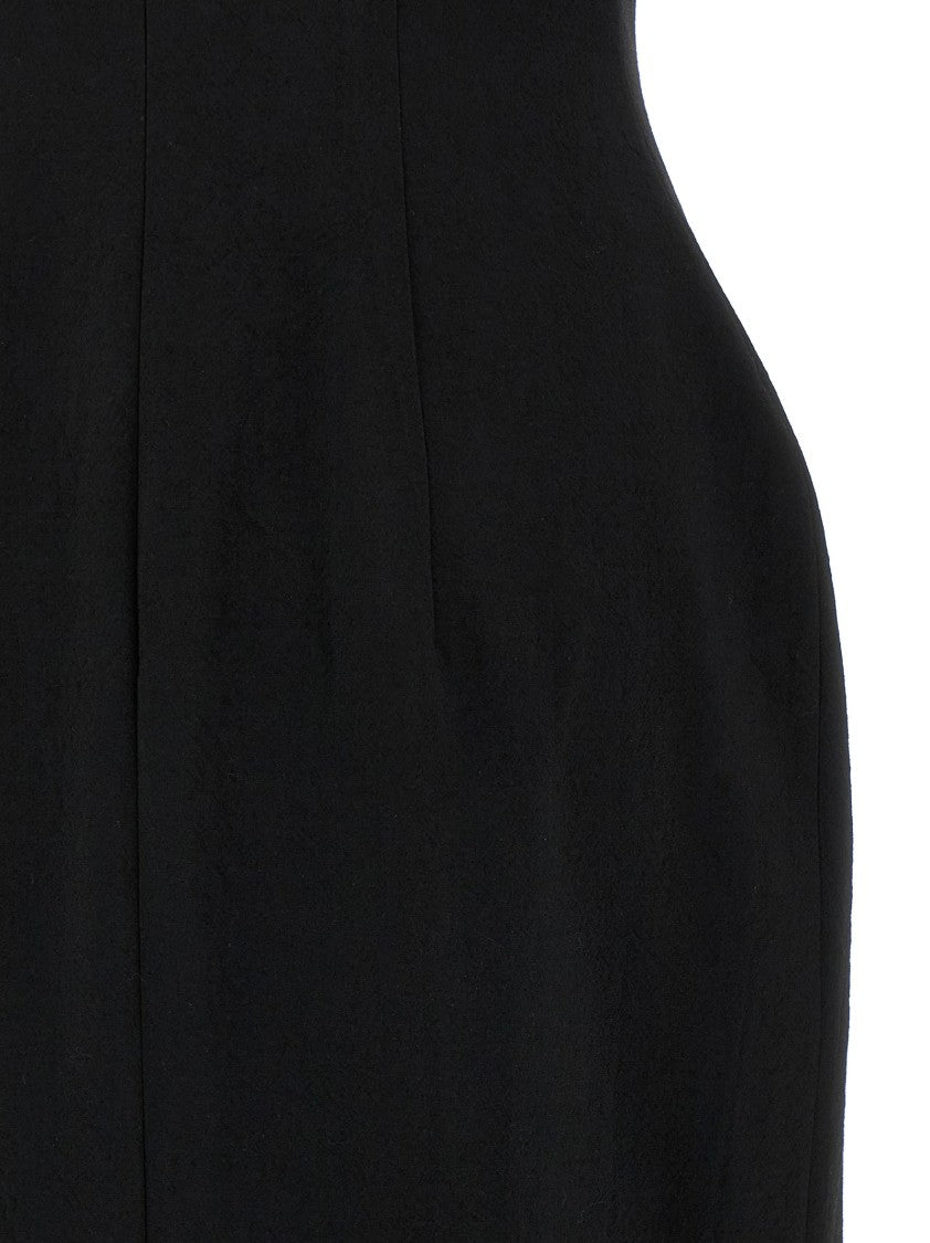 Magda Butrym Black Wool Sheath Dress With Front Cut-Out