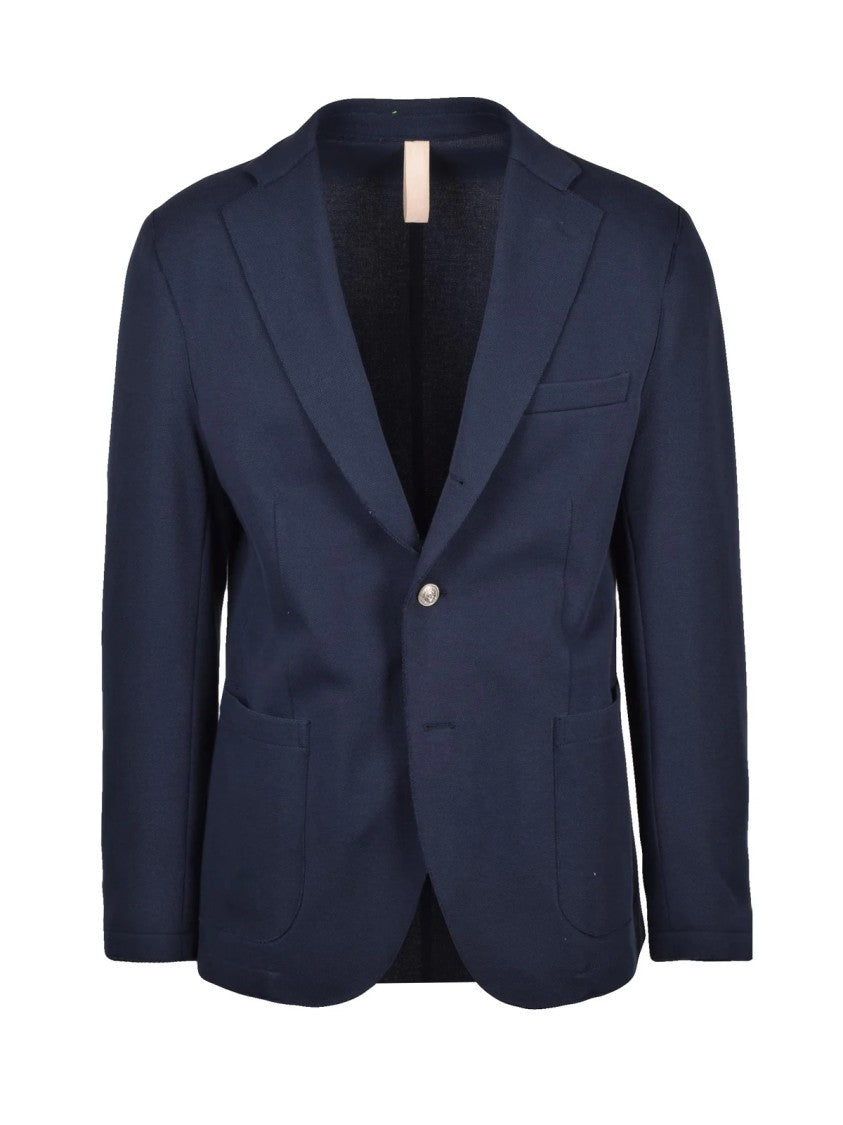 Eleventy Blue Unlined Raw Cut Cotton-Blend Blazer