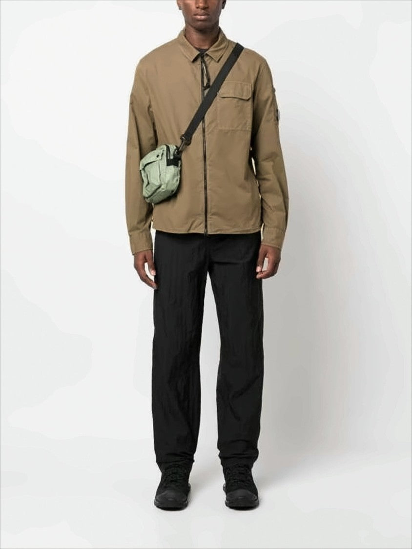 C.P. Company Structured Brown Casual Jacket With Iconic Lens Detail