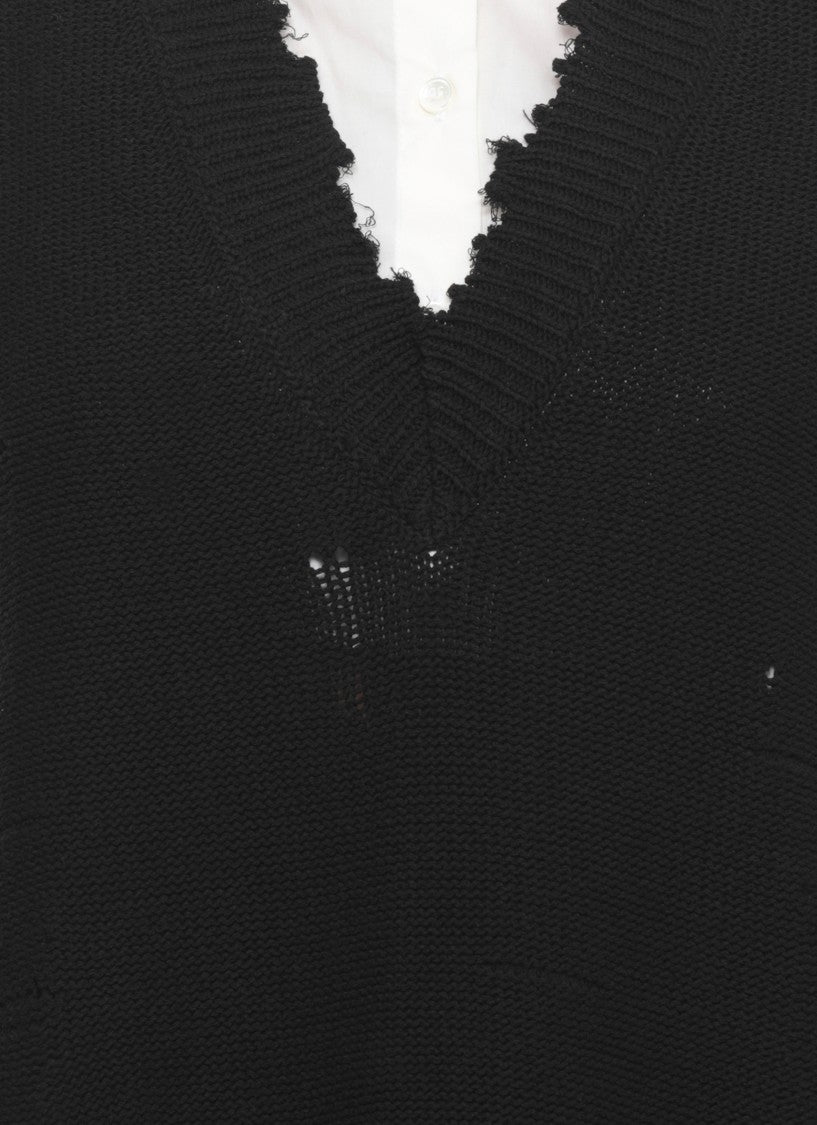Mm6 By Maison Margiela Sleeveless Cotton Dress With Contrasting White Collar