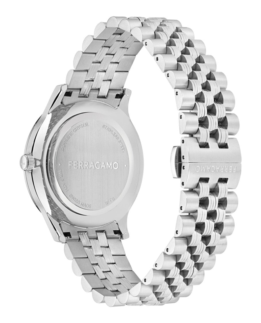 Ferragamo Duo Bracelet Watch With Silver Sunray Dial