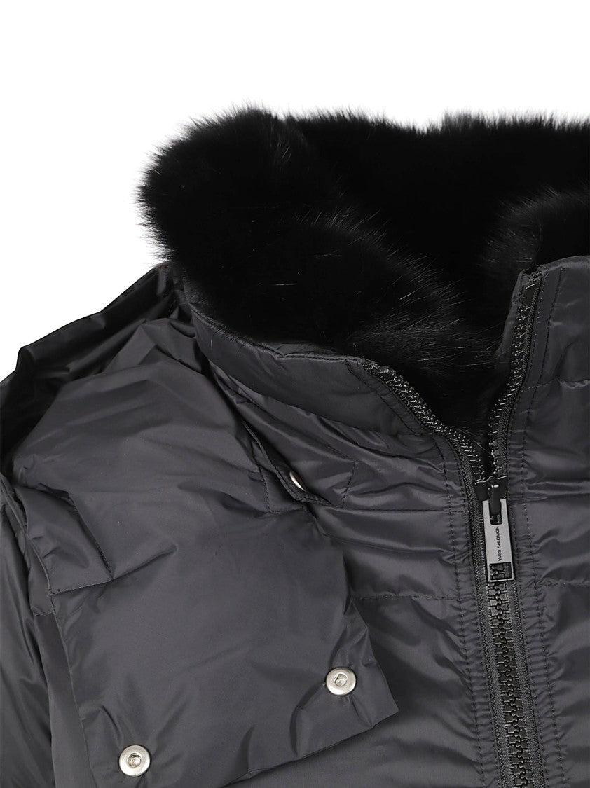 Yves Salomon Puffer Coat With Detachable Hood And Plush Fur Lining