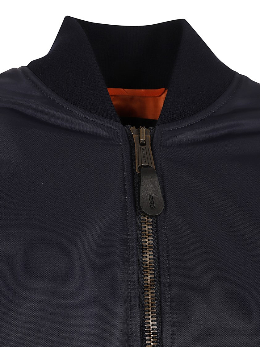 Balenciaga Cropped Bomber Jacket In Deep Blue Nylon