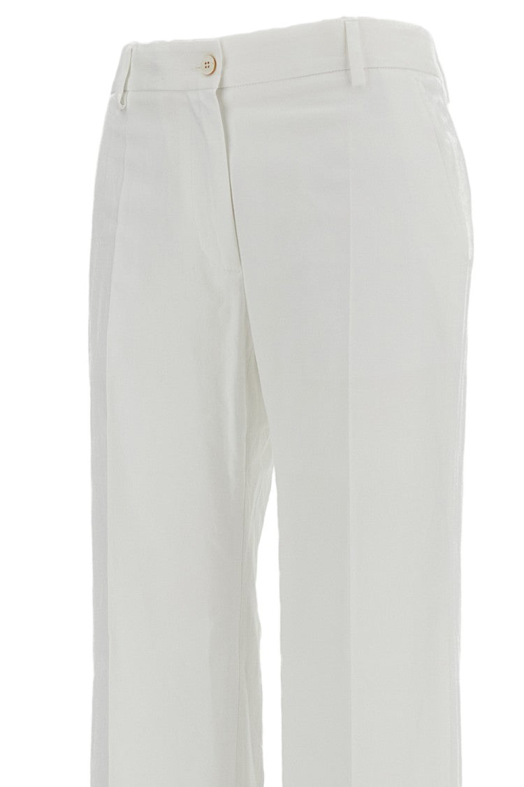 Alberto Biani White Wide-Leg Pressed Crease Pants