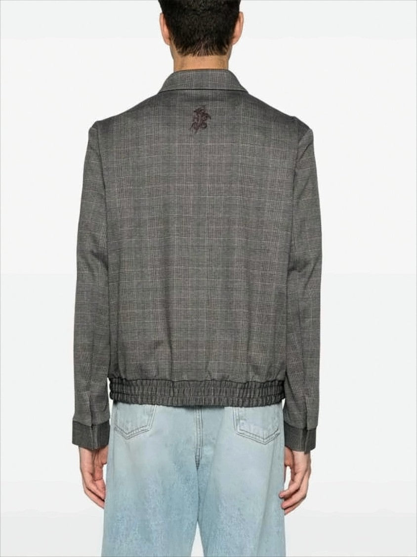 Hugo Boss Grey Checkered Casual Jacket With Structured Collar By Hugo Boss