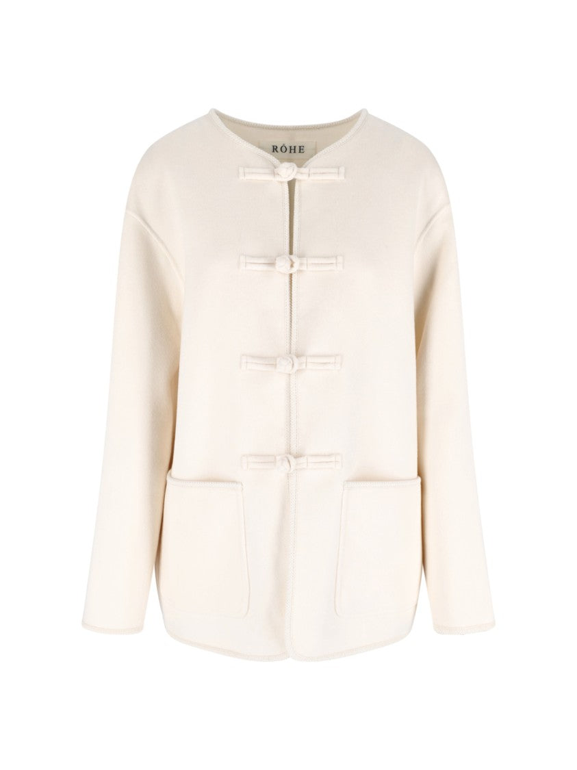 Róhe "Marie" Jacket In White Wool, Crew Neck