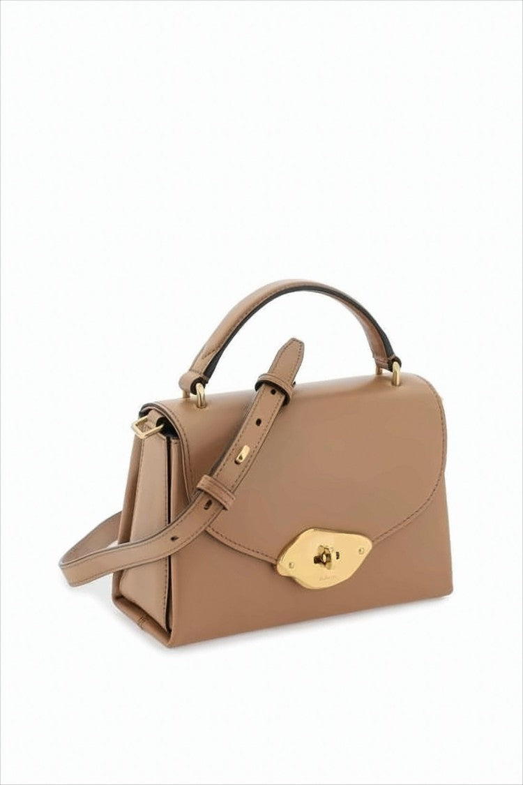 Mulberry Structured Brown Leather Tote With Gold-Tone Turn-Lock